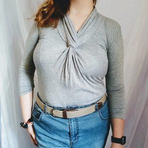 GREY TWIST COLLAR BLOUSE